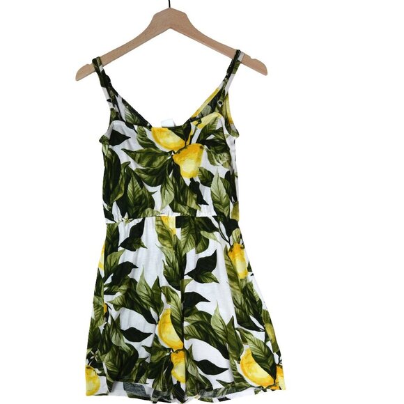 H&M Lemon Print Button Front Romper Size XS Summer Fruit Aesthetic - Picture 2 of 7